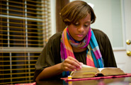 Woman studying a manual