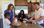 Family cooking together