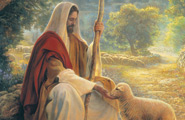 Painting of Jesus Christ with sheep