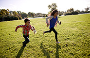 Two children running