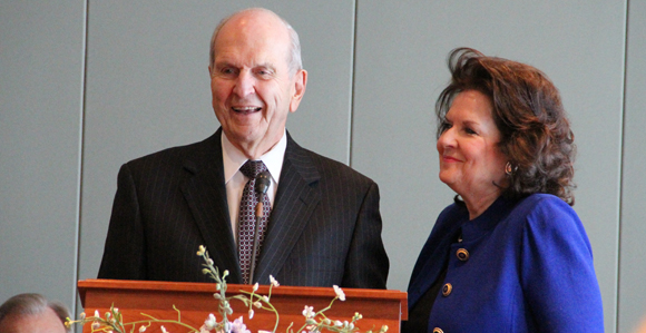 Wendy Watson standing next to her husband Russell M. Nelson