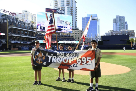 diego mormon san featured during night padres church anthem scout samantha presented troop prior colors boy national