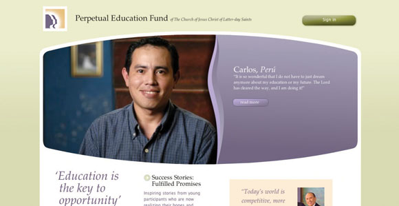 Screen shot of the Perpetual Education Fun website