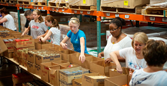 Volunteers working at the Bishop’s Storehouse