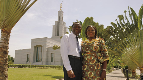 couple in front of temple