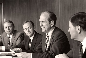 Elder Nelson in a meeting