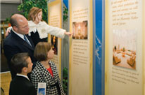 Family viewing LDS Temple Information Booth