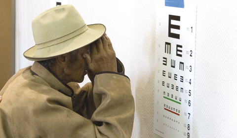 Man at vision chart