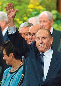 President Monson Waving