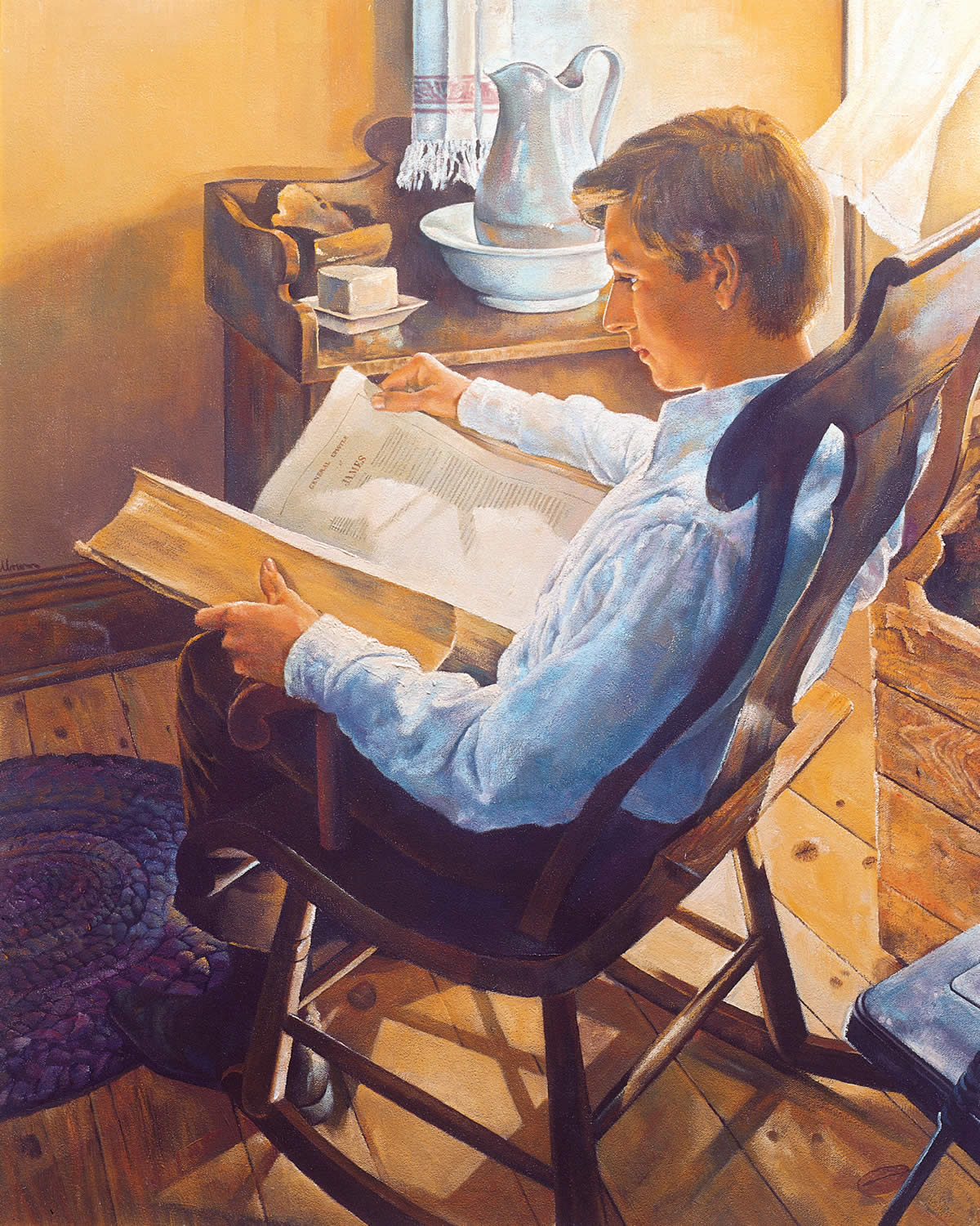 Joseph Smith reading the Holy Bible