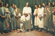 Jesus Christ blesses His apostles.