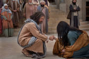 Jesus taking the hand of the woman taken in adultery