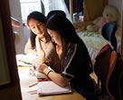 girls studying