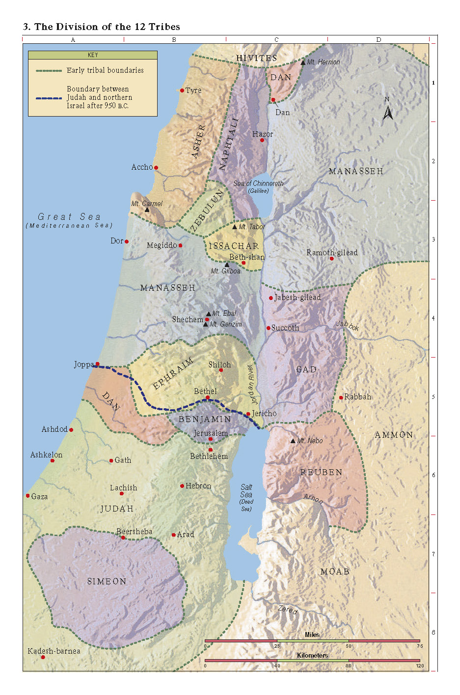 Map Of The Promised Land At The Time Of Joshua