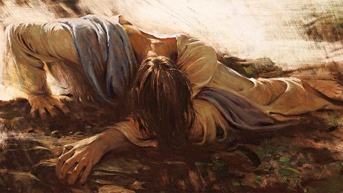 si Jesucristo habang nagdurusa sa Getsemani