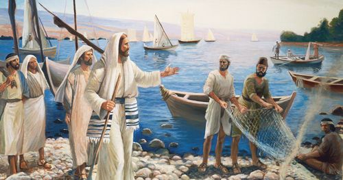 Christ beckoning two men to leave their nets