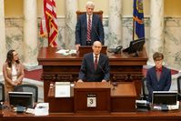 President Henry B. Eyring, second counselor in the First Presidency of the Church addresses the Idaho Senate on Tuesday, March 3, 2020.