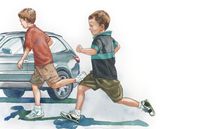 drawing of boys running