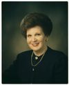 Frontal head and shoulders official portrait of Relief Society general president Mary Ellen Wood Smoot.