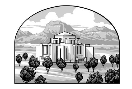Tempio di Cardston con le Montagne Rocciose sullo sfondo