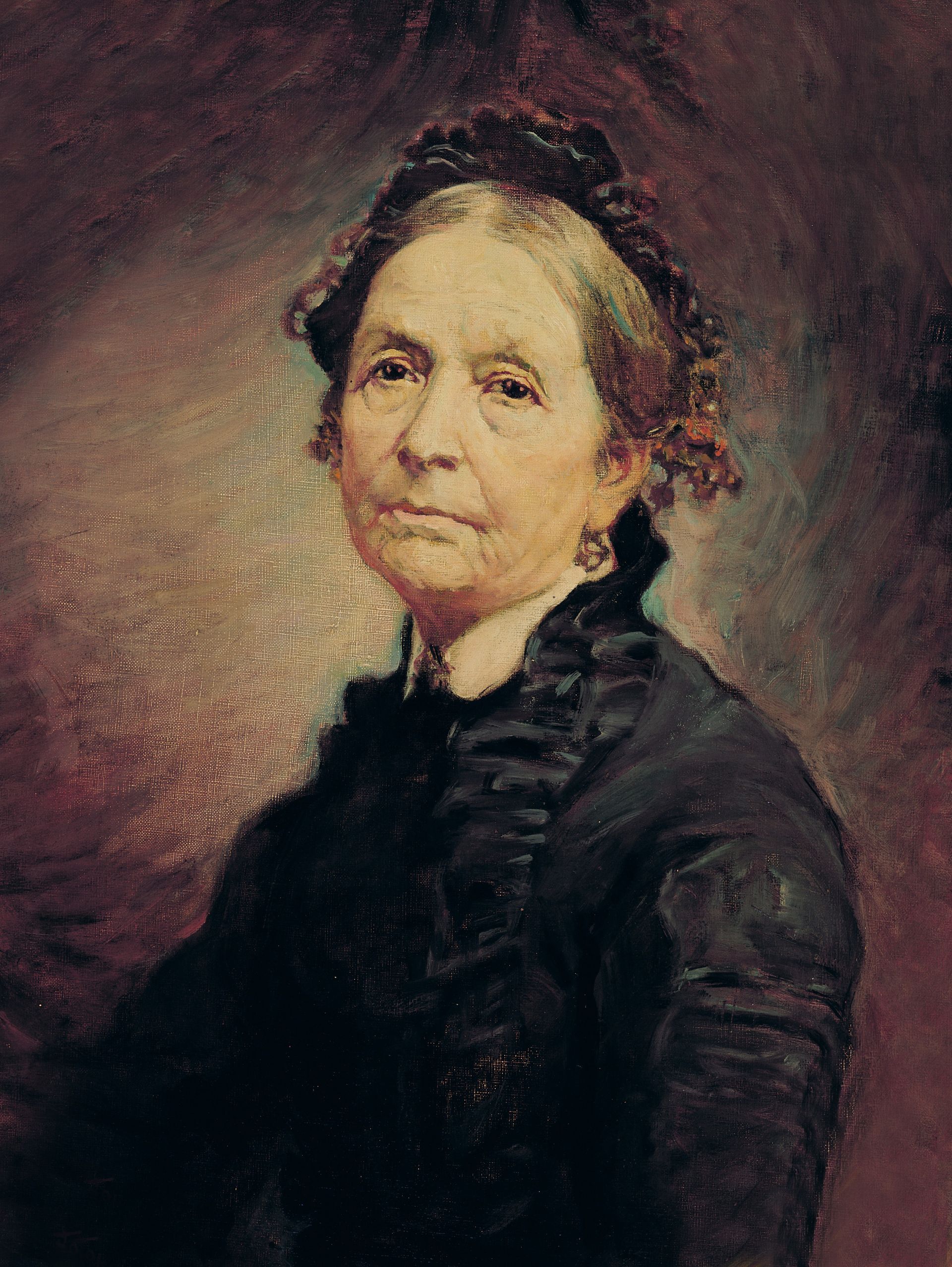 A portrait of Eliza R. Snow, the second general president of the Relief Society from 1866 to 1887; painted by John Willard Clawson.