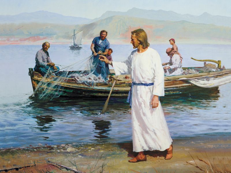 Jesus Cristo convida Seus futuros apóstolos para segui-Lo e se tornarem pescadores de homens