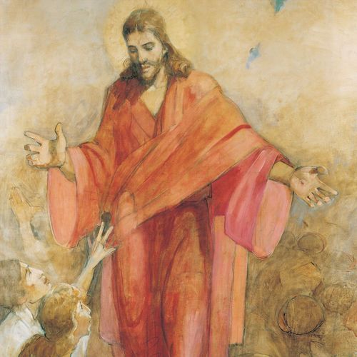 Cristo com manto vermelho