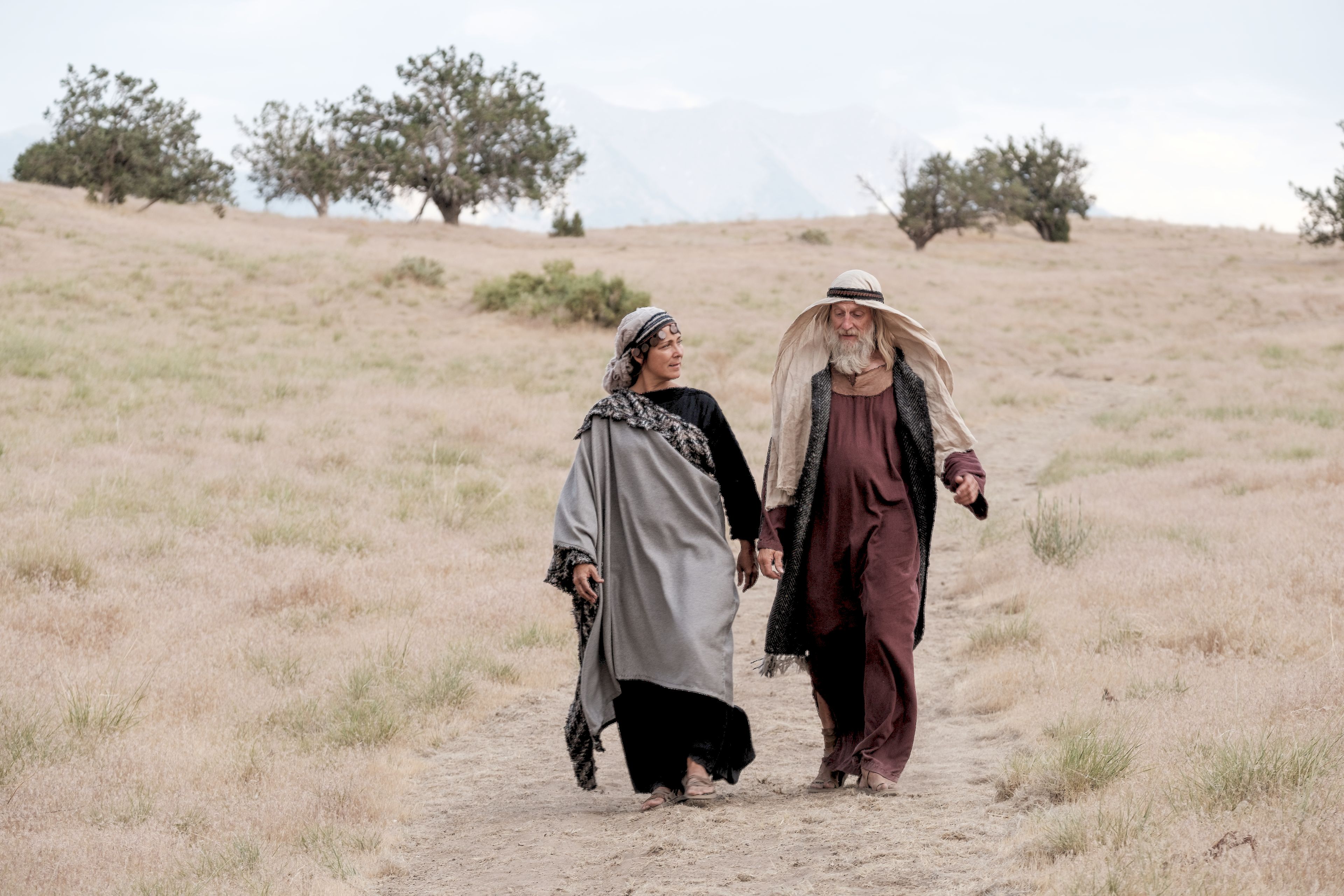 Ishmael and his wife walk in the wilderness.