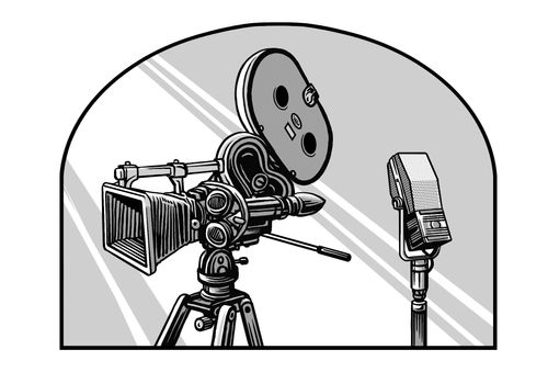 cámara de cine y micrófono