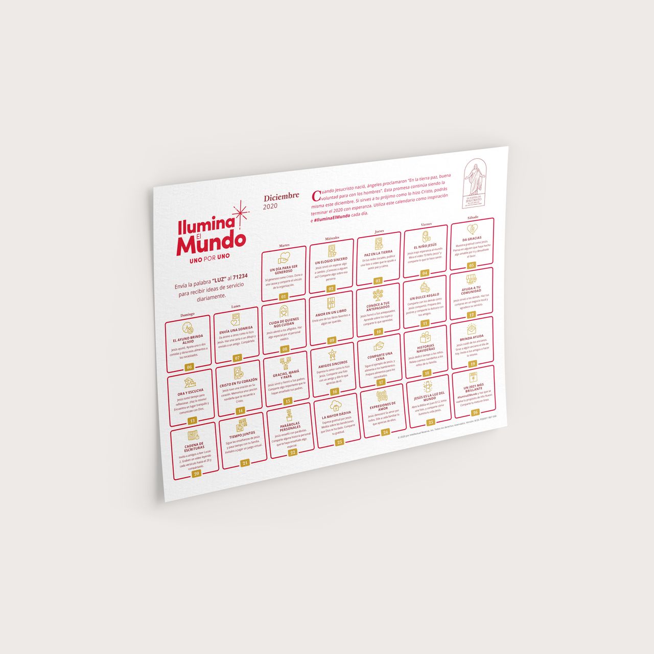 Calendario de servicio diario de Ilumina el Mundo