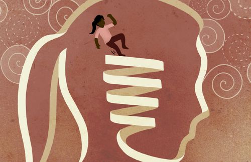 Darstellung einer Figur im Kopf einer Frau