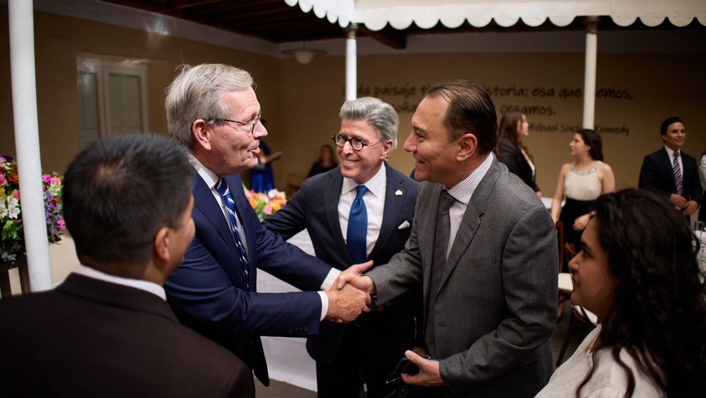Religious and civic leaders in Toluca, Mexico with leaders from the Tabernacle Choir at a special dinner at the Jose Maria Velasco Museum on June 15, 2023.