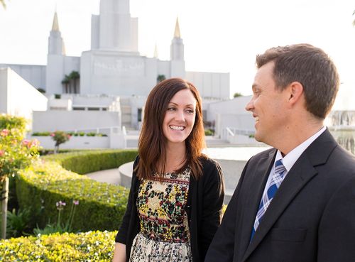 couple outside of temple