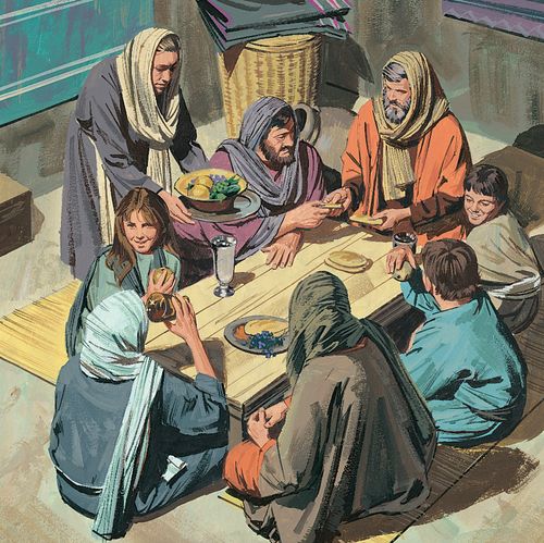 Jews gather around a table for the Feast of the Passover - ch.49-1