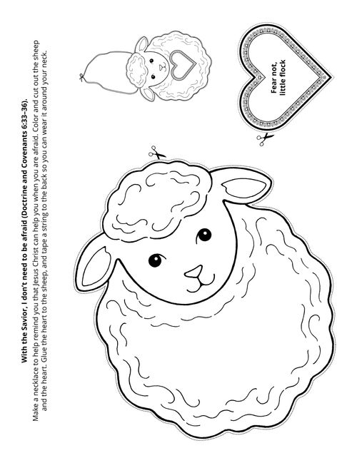Primary cut-out craft of lamb with necklace.