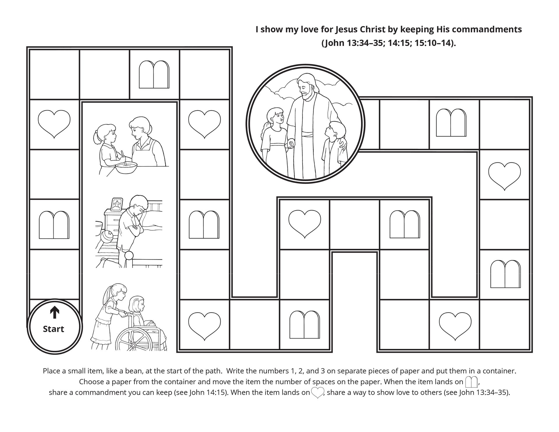 A Primary activity game about keeping the commandments.