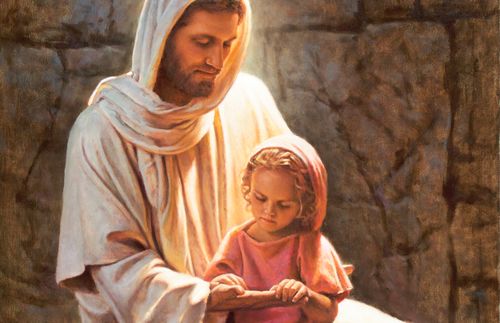 画作：耶稣基督与小女孩
