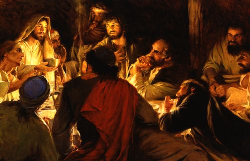 Jesus und seine Apostel beim Abschiedsmahl