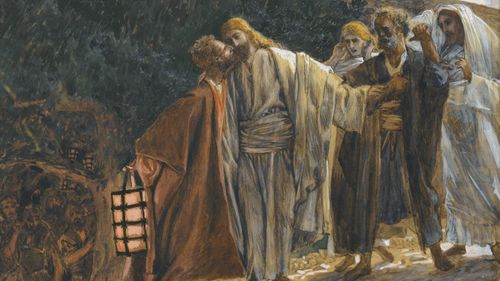 Judas traicionando a Jesús con un beso