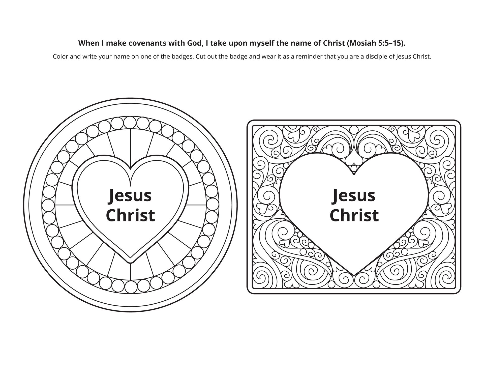 Line art of a heart, representing covenants with Christ.