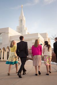 youth group entering temple