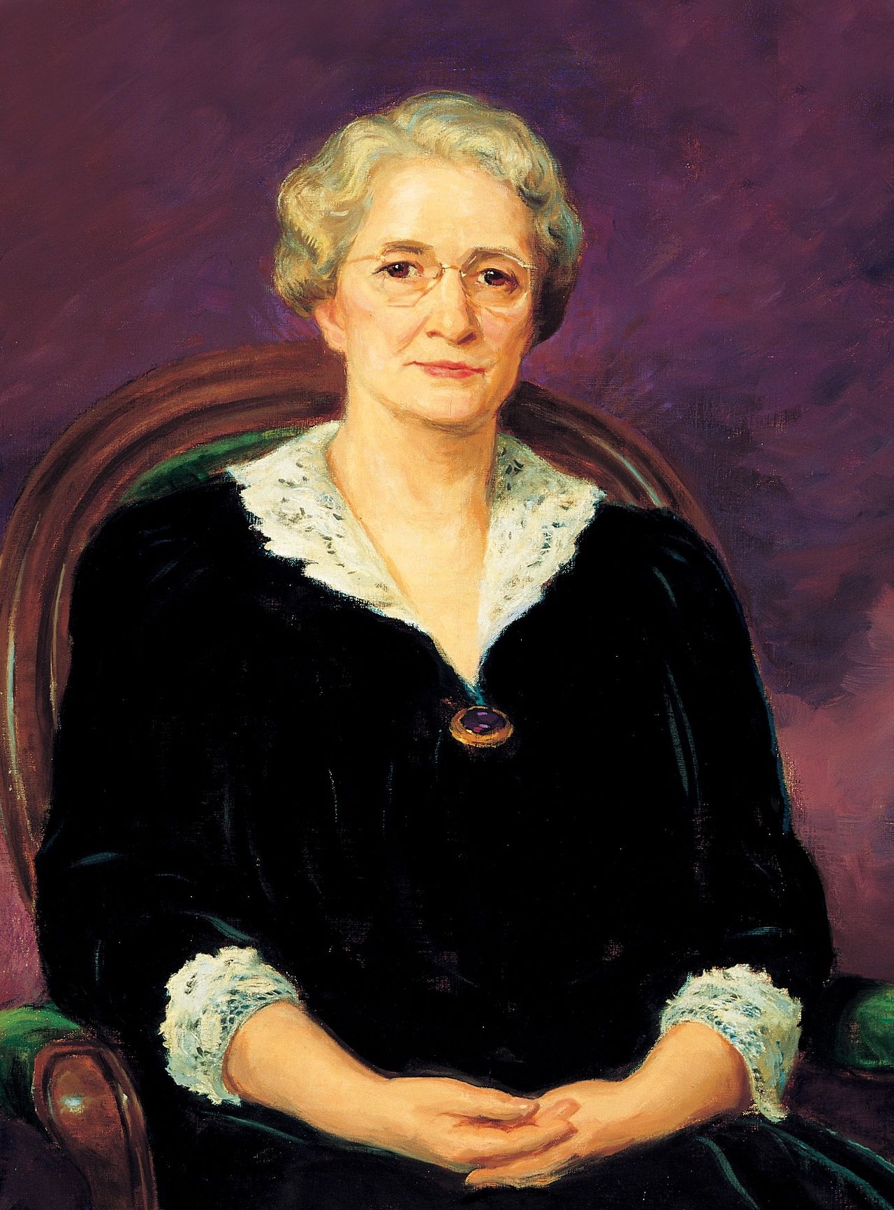 A portrait of Amy Brown Lyman, who served as the eighth general president of the Relief Society from 1940 to 1945; painted by Lee Greene Richards.