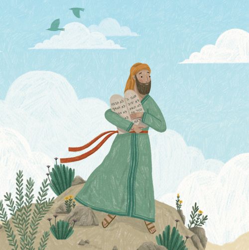 Moses holding stone tablets