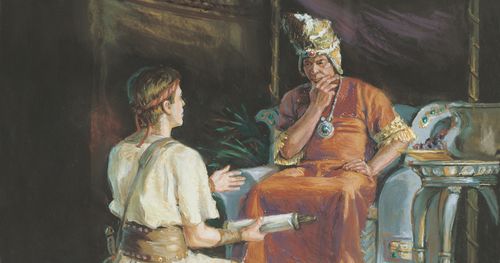 라모나이 왕에게 이야기하는 암몬