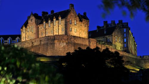 Evening shot of Edinburgh Castle in Scotland in June 2015.