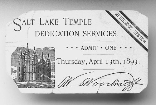 Temple dedication ticket
