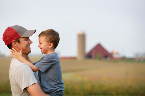 Father and son on their family farm
