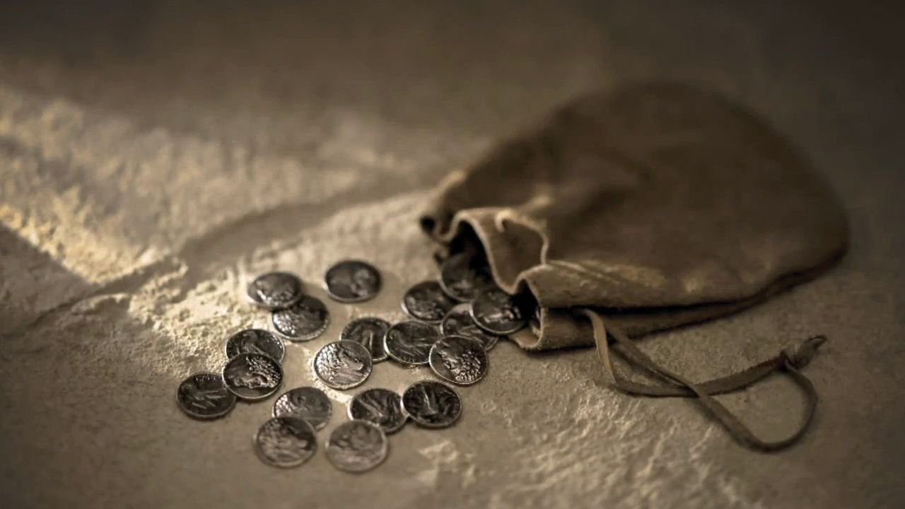 A small sack of silver coins. © undefined ipCode 1.