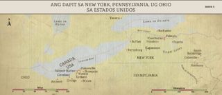 Mapa 5: Ang New York, Pennsylvania, ug Ohio Area sa Estados Unidos