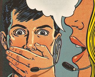 young man and woman with headsets